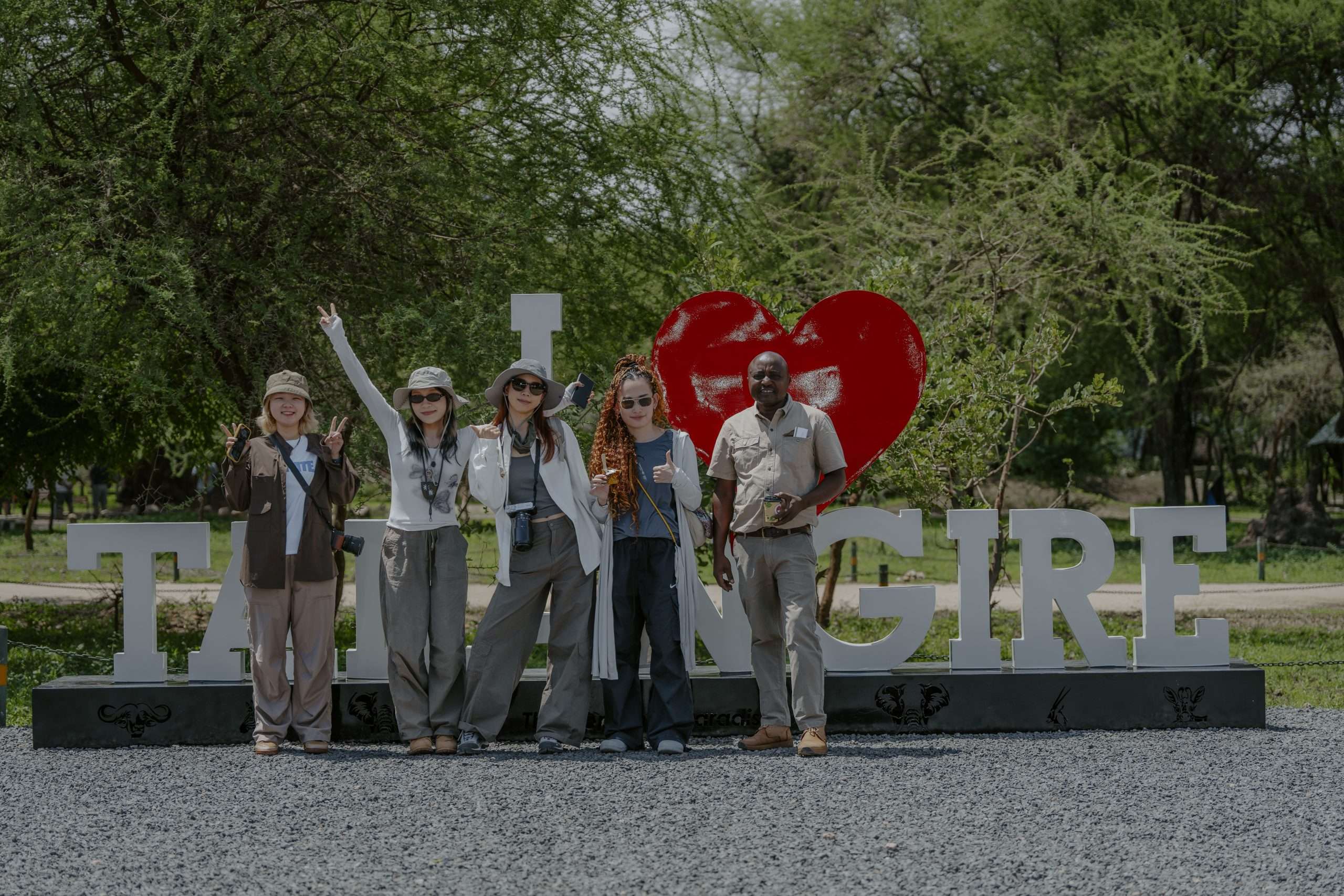 Visitors arriving at Tarangire National Park entrance in northern Tanzania safari
