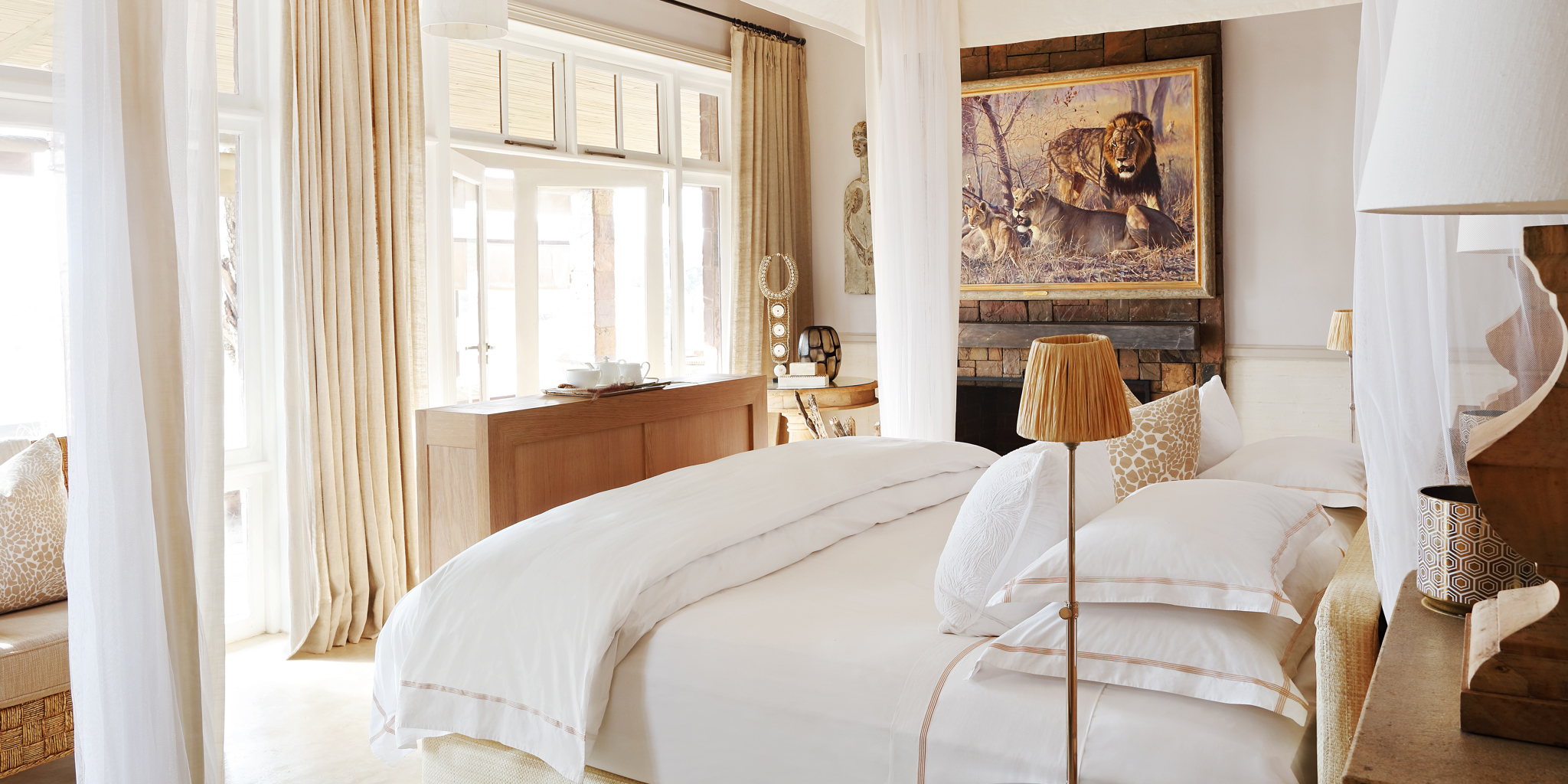 Elegant interiors at Singita Sasakwa Lodge