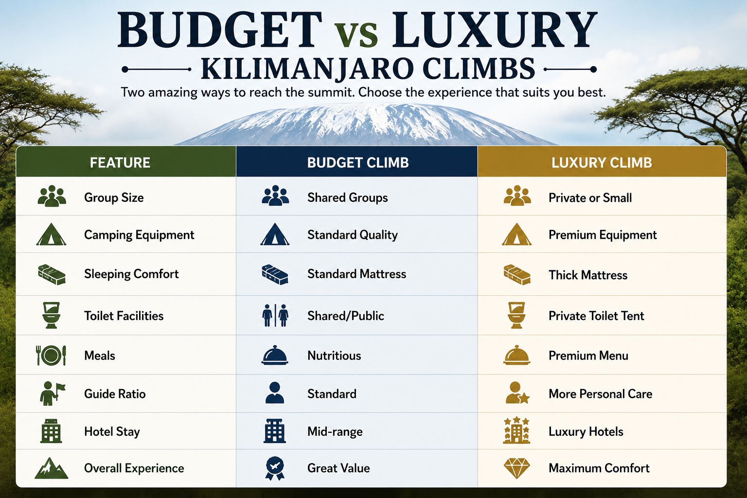 [Budget vs Luxury Kilimanjaro Climbs]