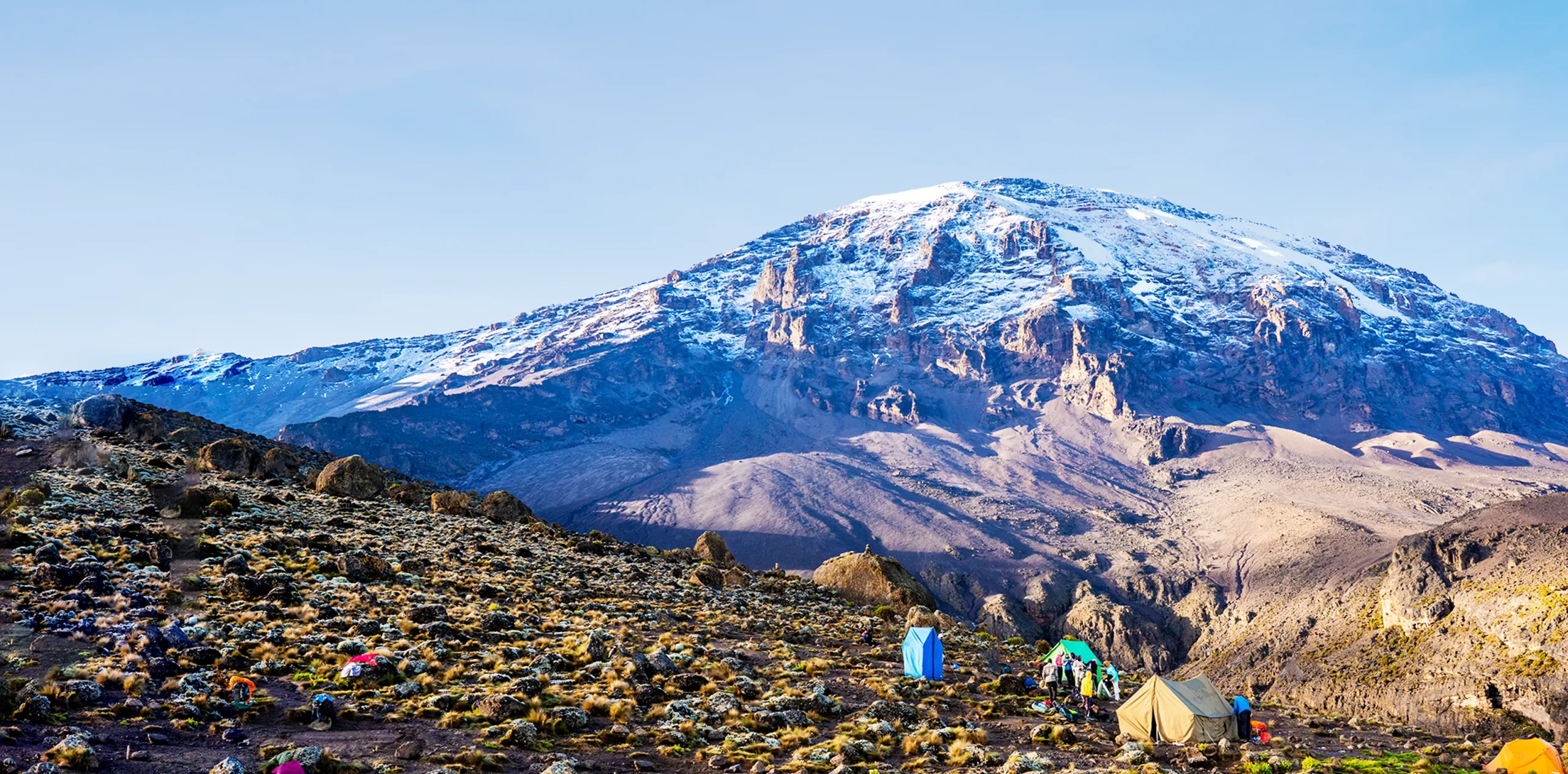 Climbers reaching Lava Tower during the Machame Route climb