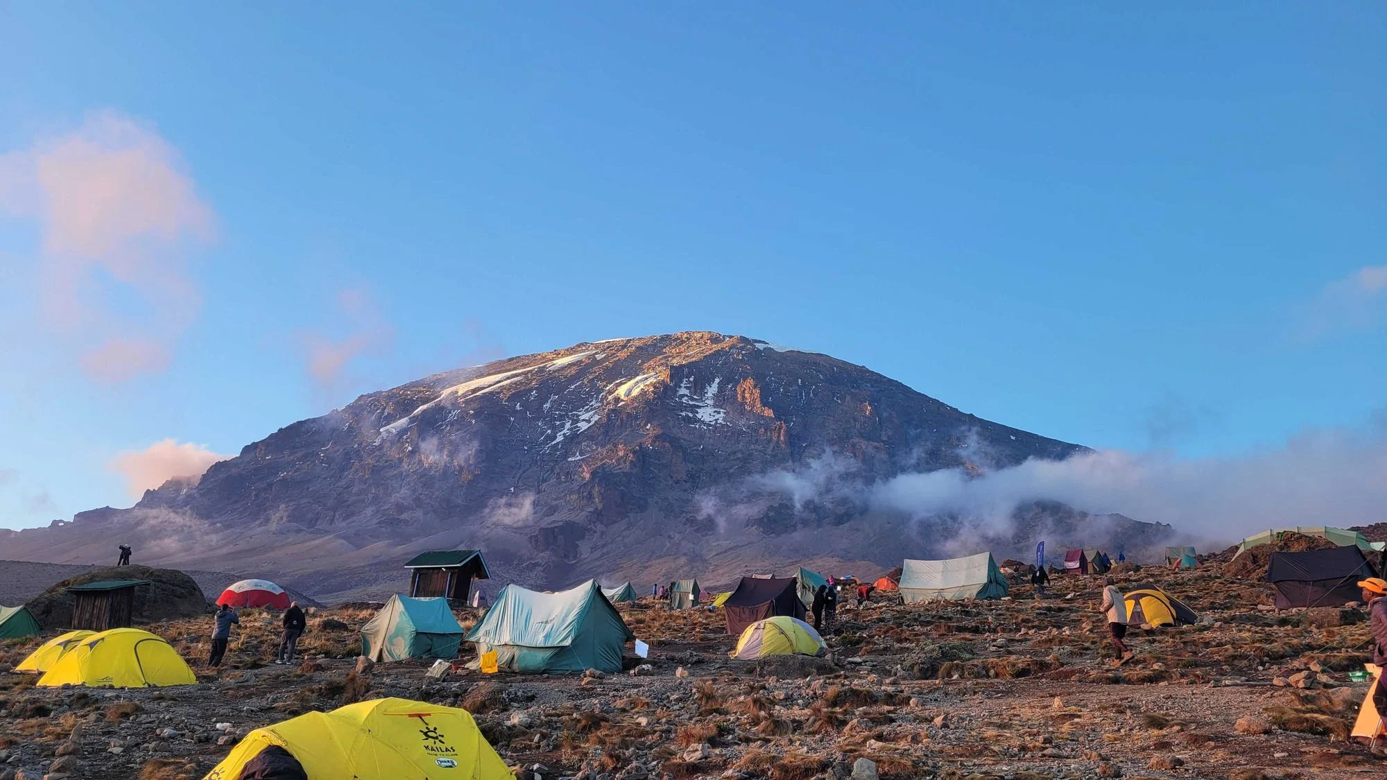 Trekkers crossing the Shira Plateau on the Machame Route