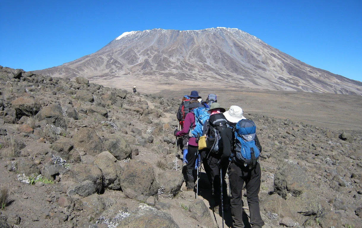 Professional guides checking climbers during a Kilimanjaro trek