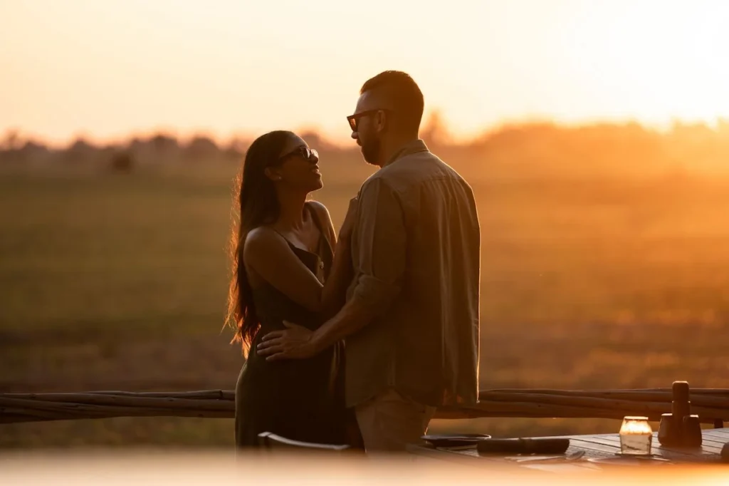 Couple enjoying a 7 Day Romantic Serengeti & Ngorongoro Great Migration Honeymoon Safari during the Great Migration